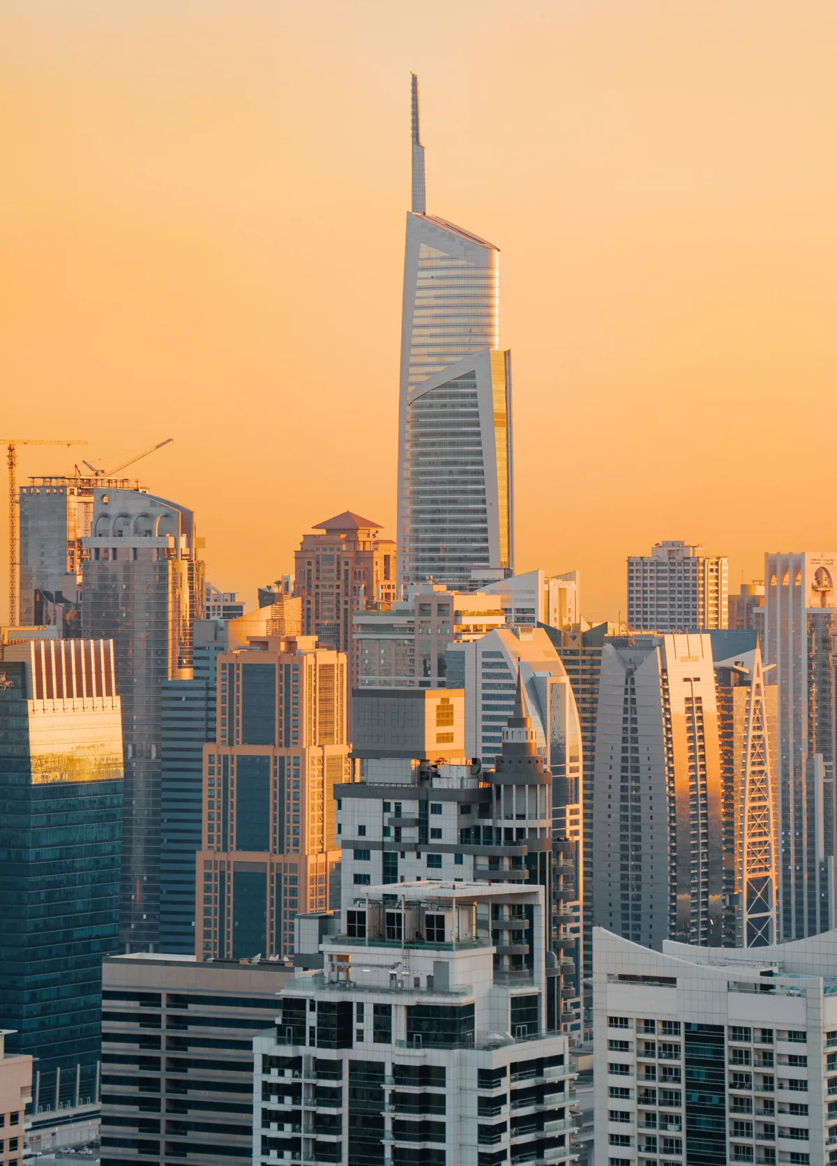 Office towers in Dubai at sunset